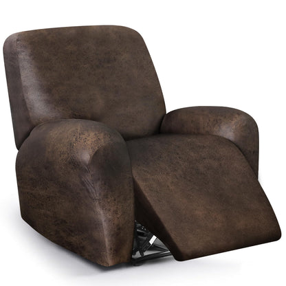 ANARACHON Leather Look Recliner Couch Cover, 8-Pieces Stretch Recliner Sofa Covers, Soft Reclining Slipcover, Washable Furniture Protector for Pets (3 Seater, Brown)