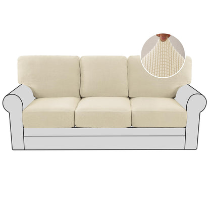 H.VERSAILTEX Multi-Pieces Sofa Covers Stretch Couch Covers Form Fitted Seats and Back Cushions Covers (3 Seat Covers Plus 3 Back Cusion Covers, Bonus 2 Armrest Covers), Sand