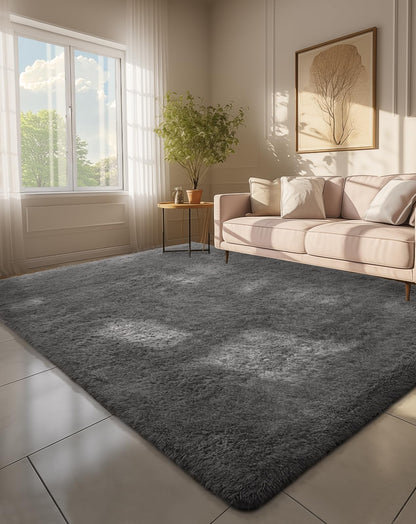 Ophanie Area Rugs for Living Room Bedroom, Washable Non-Slip Fluffy Soft Grey Shag Carpet, Indoor Floor Gray 4x6 Fuzzy Shaggy Living Room Plush Rug for Kids Home Dorm Decor Aesthetic