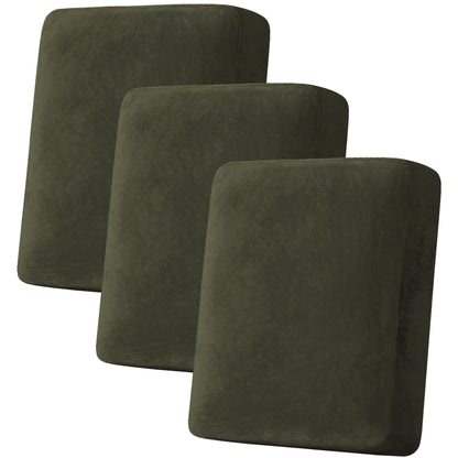 H.VERSAILTEX Velvet Stretch Couch Cushion Cover Plush Cushion Slipcover for Chair Loveseat Sofa Cushion Furniture Protector Seat Cushion Sofa Cover (2 Piece Large Sofa Cushion Covers, Ivory)