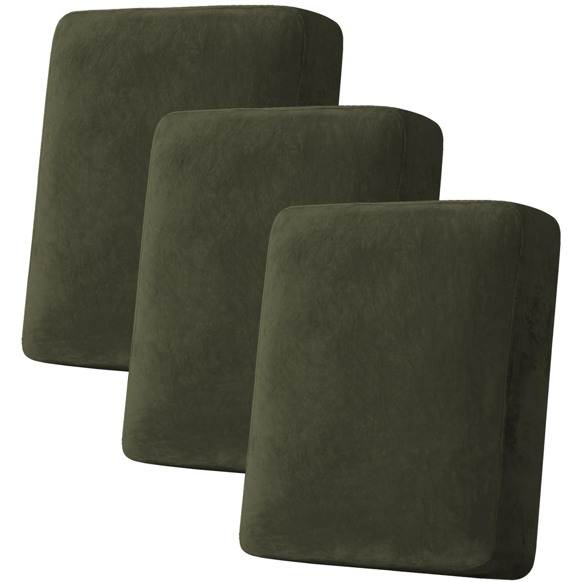 H.VERSAILTEX Velvet Stretch Couch Cushion Cover Plush Cushion Slipcover for Chair Loveseat Sofa Cushion Furniture Protector Seat Cushion Sofa Cover (3 Piece Sofa Cushion Covers, Ivory)
