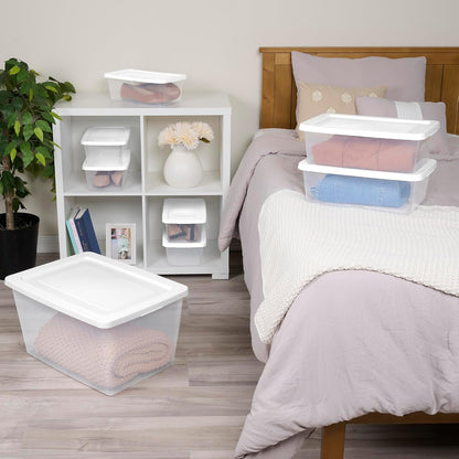 Sterilite Storage Box Stackable Tote, White, 12 Quart, 12 Pack