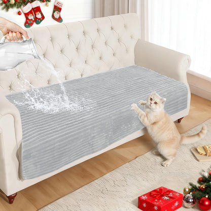 NAISI Couch Covers for Dogs Waterproof Flannel Striped Sofa Cover Pet Friendly Washable Dog Mat for Couch Anti Slip Sectional Sofa Slipcover Protector(2pcs/35"x63"+35"x70",Dark Grey)