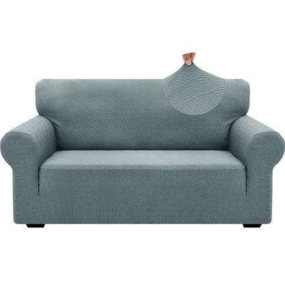 ZNSAYOTX 1 Piece Jacquard Couch Covers for 3 Cushion Couch Living Room High Stretch Sofa Cover Pets Dogs Friendly Anti Slip Thickened Slipcovers Furniture Protector (Sofa, Light Grey)