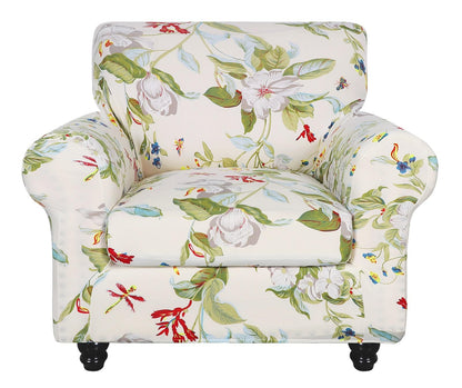SearchI Stretch Sofa Cover Printed Couch Cover, Floral Pattern 4 Pieces Sofa Slipcover with 3 Separate Cushion Cover, Washable Furniture Protector for Living Room(Sofa, Yellow+Flower)
