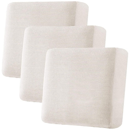 H.VERSAILTEX Super Stretch Individual Seat Cushion Covers Sofa Covers Couch Cushion Cover Slipcover Sets Thick Jacquard Textured Twill Fabric (3 Piece Sofa Cushion Covers, Grey)