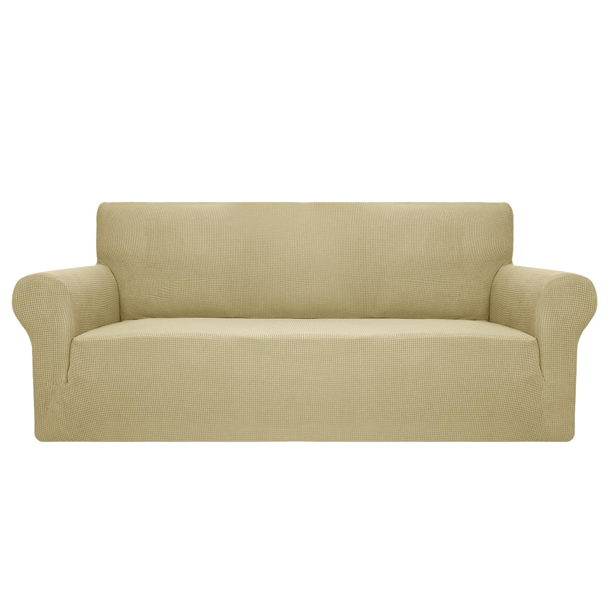 JIVINER High Stretch Couch Covers for 3 Cushion Couch 1-Piece Jacquard Sofa Slipcovers Anti Slip Sofa Cover with Elastic Bottom Furniture Protector for Kids Pets (Sofa, Light Gray and White)