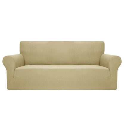 JIVINER High Stretch Couch Covers for 3 Cushion Couch 1-Piece Jacquard Sofa Slipcovers Anti Slip Sofa Cover with Elastic Bottom Furniture Protector for Kids Pets (Sofa, Light Gray and White)