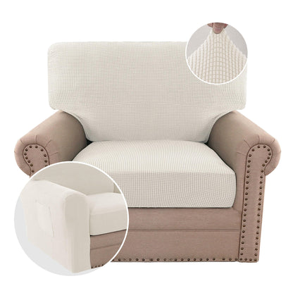 H.VERSAILTEX Multi-Pieces Sofa Covers Stretch Couch Covers Form Fitted Seats and Back Cushions Covers (3 Seat Covers Plus 3 Back Cusion Covers, Bonus 2 Armrest Covers), Sand
