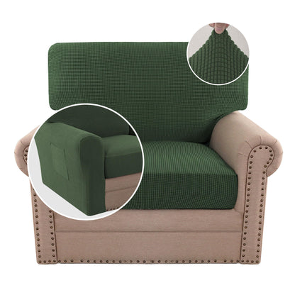 H.VERSAILTEX Multi-Pieces Sofa Covers Stretch Couch Covers Form Fitted Seats and Back Cushions Covers (3 Seat Covers Plus 3 Back Cusion Covers, Bonus 2 Armrest Covers), Sand