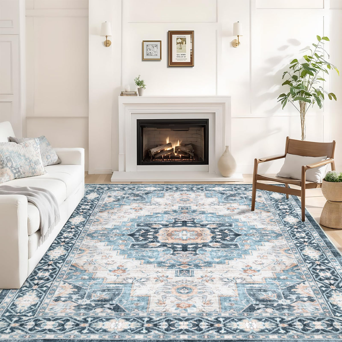 Washable 8×10 Area Rug for Living Room Grey