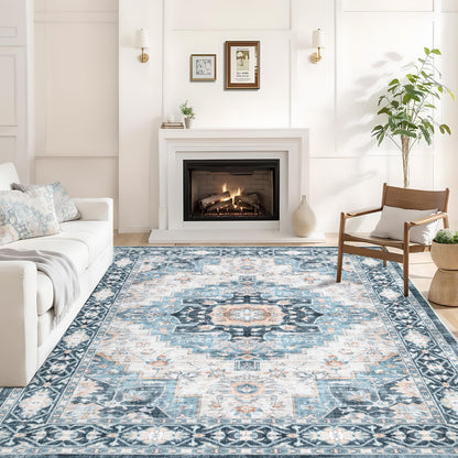 Washable 8×10 Area Rug for Living Room Grey
