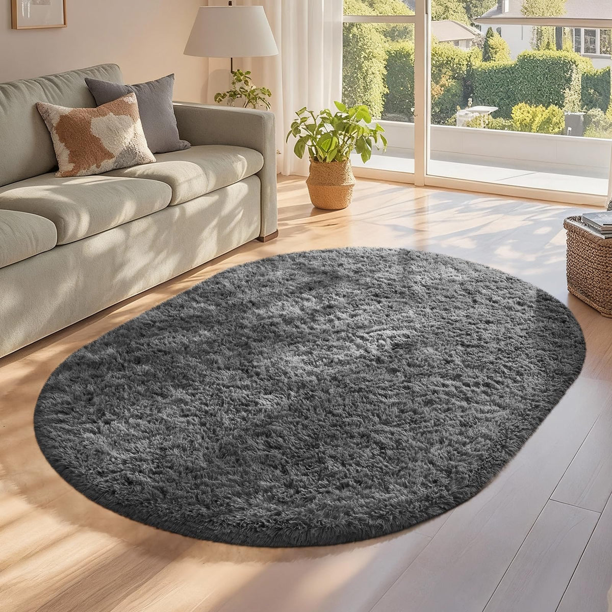 Ophanie Area Rugs 9x12 Living Room, Large Grey Bedroom Carpet, Big Shag Indoor Thick Soft Nursery Rug, Gray Fluffy Carpets for Boy and Girls Room Dorm Home Decor Aesthetic