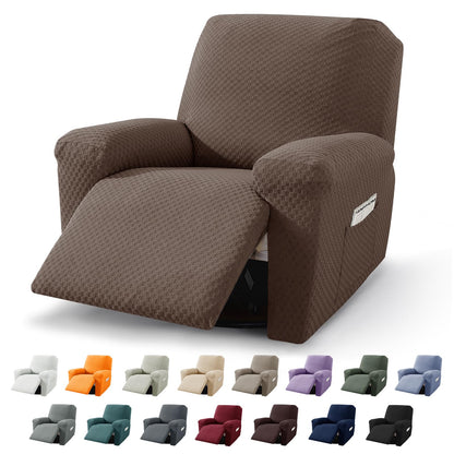 YEMYHOM 8 Pieces Stretch Recliner Sofa Cover Latest Jacquard Reclining Couch Cover with Side Pocket Anti-Slip Fitted 3 Cushion Furniture Slipcovers with Elastic Bottom (Sofa Recliner, Light Gray)