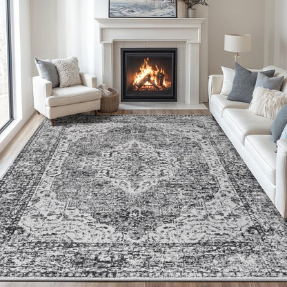 Lofus 8x10 Area Rugs for Living Room Bedroom, Soft Boho Carpet Floral Brown