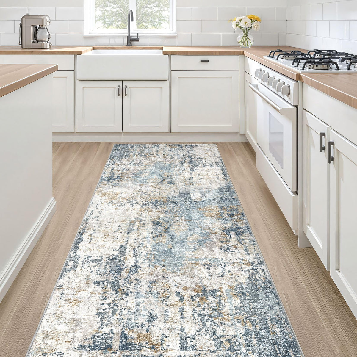 LOONGRUG 6x9 Area Rugs Washable Neutral Modern Abstract Living Room Rug