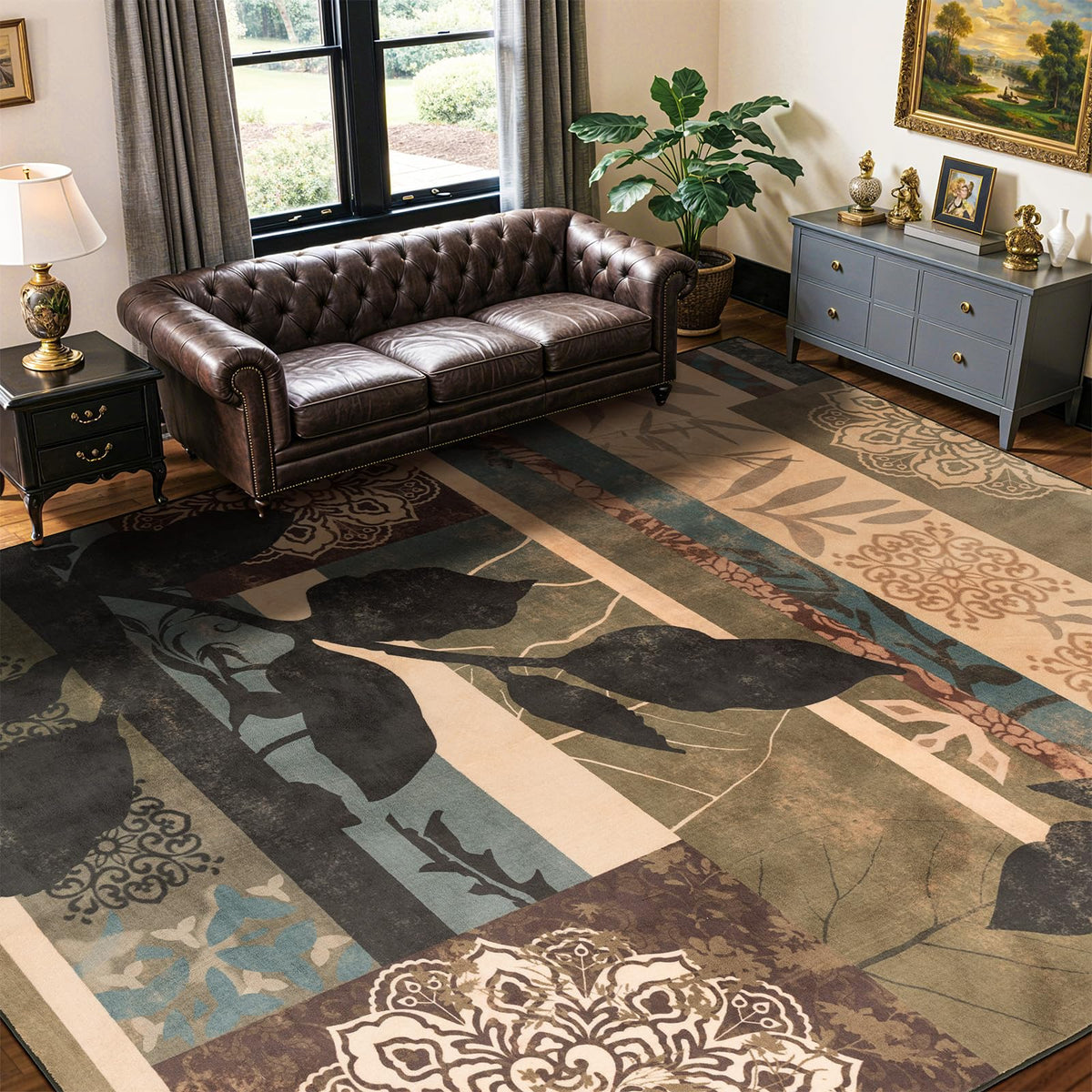 LIANLAM 8x10 Washable Area Rugs for Living Room & Bedroom(8x10,Black&Gray)