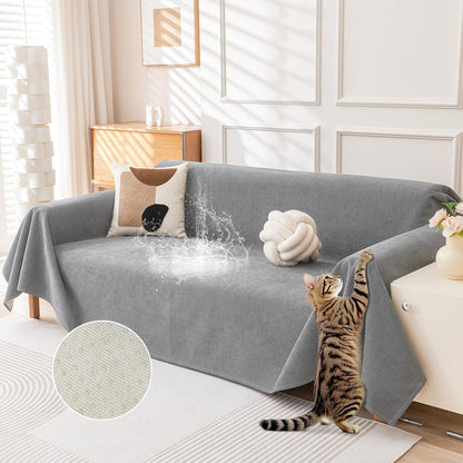 Deep Dream Cat-Scratch Resistant Couch Cover, Waterproof Sofa Cover for 3 Cushion Couch Washable, Pet Friendly Couch Protectors Anti Slip Thickened Love Seat Slipcovers for Pets, 71" x 118", Dark Grey