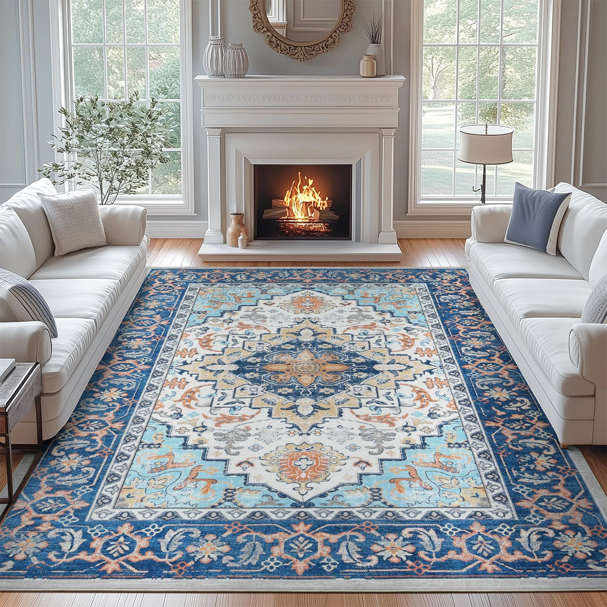 Lofus 8x10 Area Rugs for Living Room Bedroom, Soft Boho Carpet Floral Brown