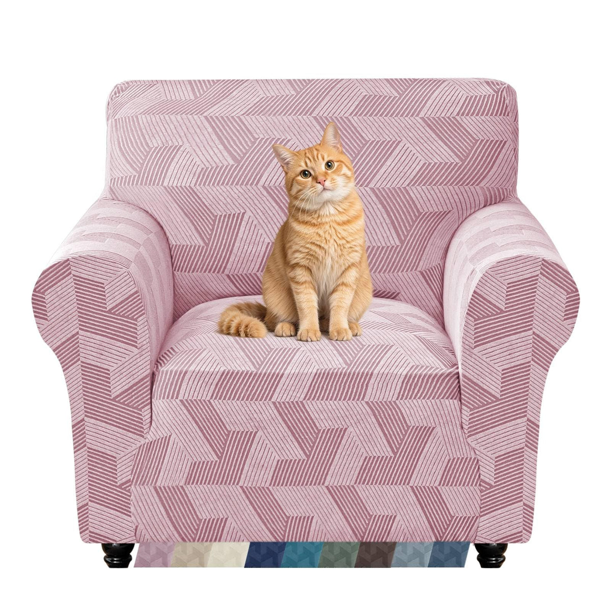 ZNSAYOTX Stretch Couch Covers for 3 Cushion Couch, 1-Piece Sofa Cover Slipcover Pet Friendly, Furniture Protector with Elastic Bottom for Dogs Geometrical Jacquard Fabric (Large, Light Grey)