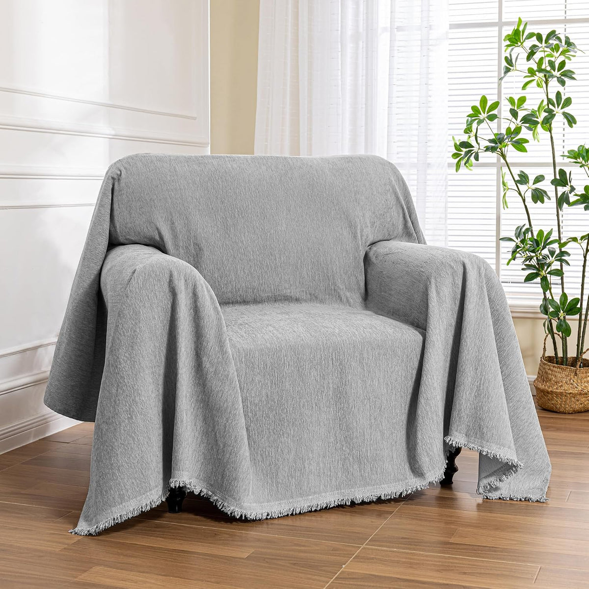 MEETSKY Couch Cover Sofa Covers Couch Covers for 3 Cushion Couch Sofa Pet Friendly, L Shaped Sectional Sofa Covers Washable Simply Put Sofa Throw Cover for Dogs, 91" x 134", Beige