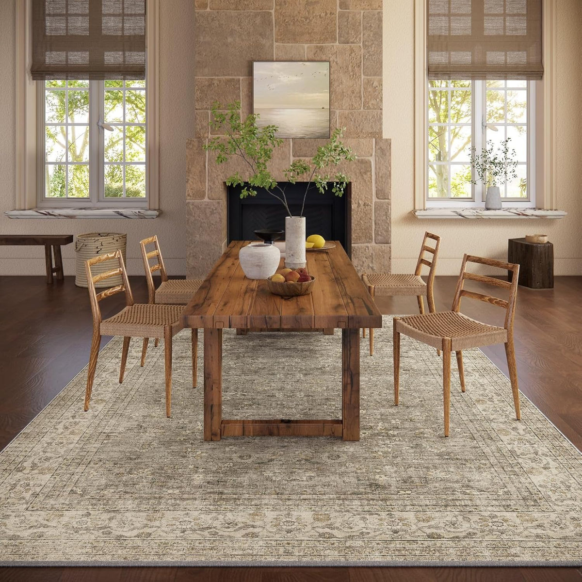 Area Rugs 9x12 Living Room: Washable Bedroom Rug Non Slip Large Boho Carpet