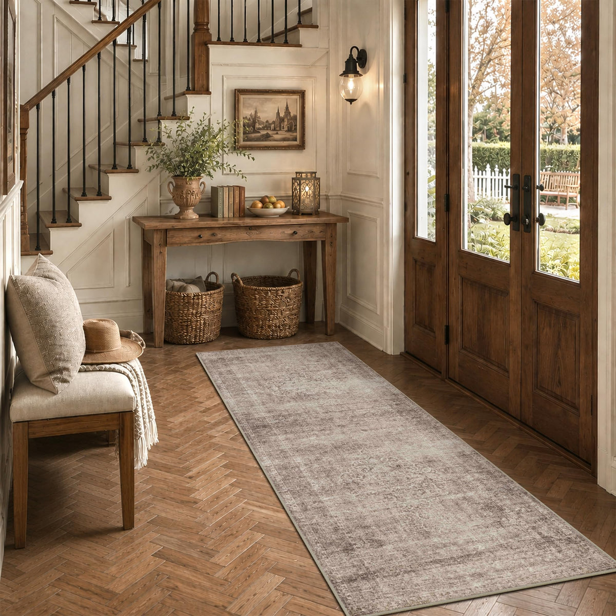 HelloTree 5x7 Vintage Washable Non-Slip Living Room Area Rug