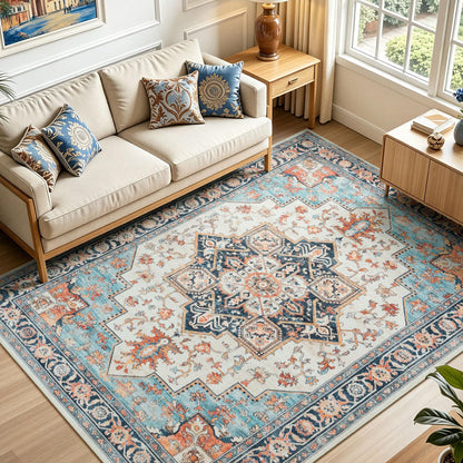 Lofus 8x10 Area Rugs for Living Room Bedroom, Soft Boho Carpet Floral Brown