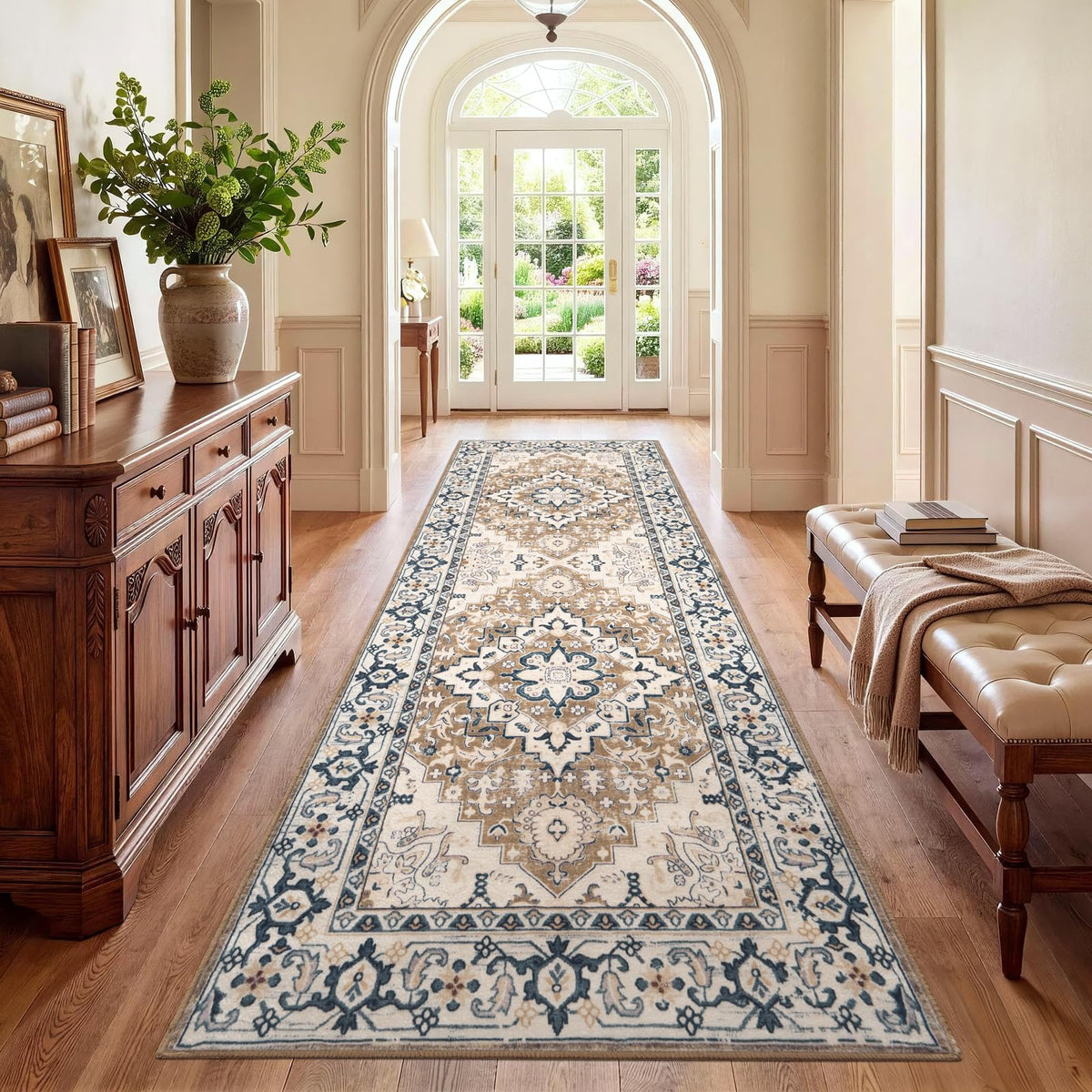 Lofus 8x10 Area Rugs for Living Room Bedroom, Soft Boho Carpet Floral Brown