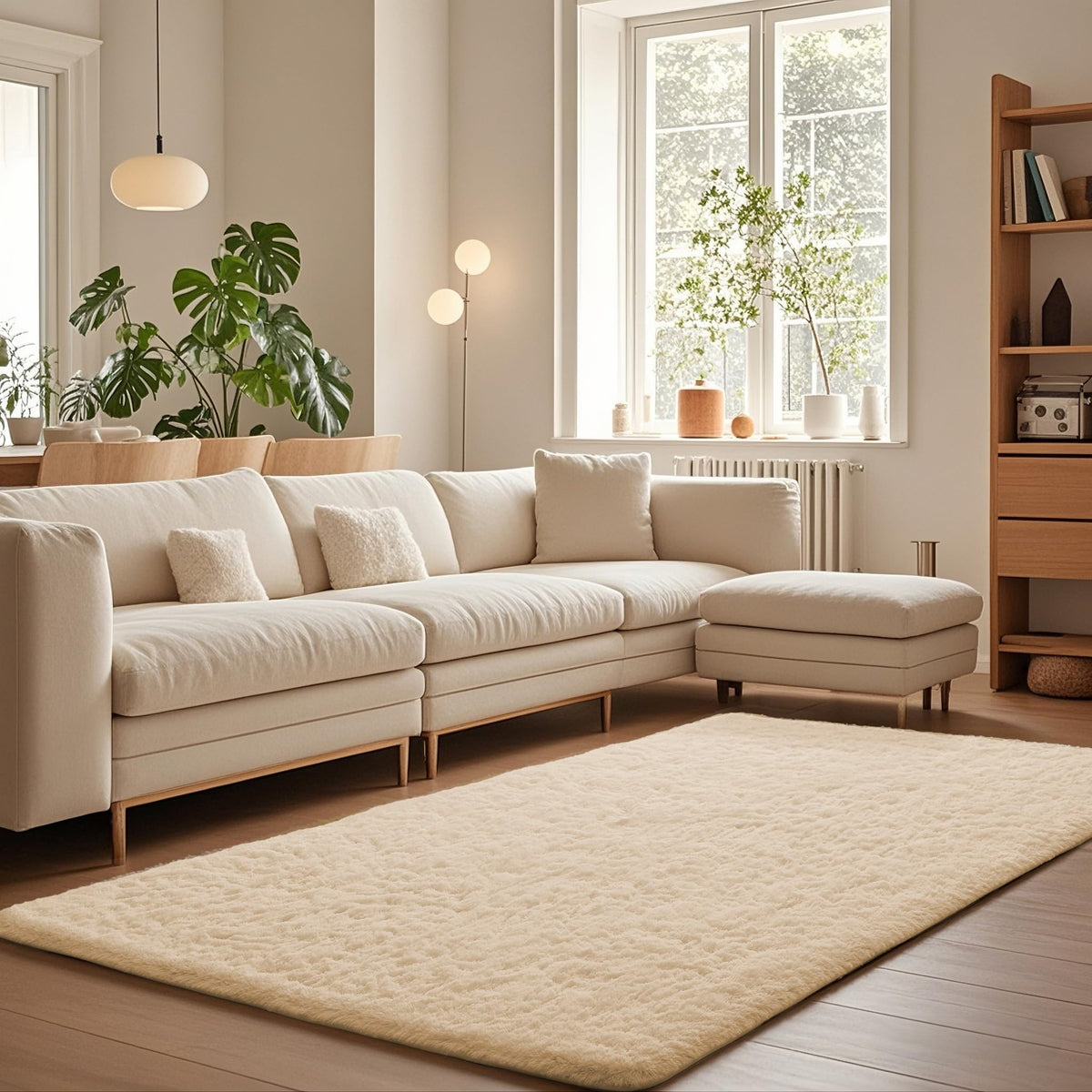 Ophanie Area Rugs 9x12 Living Room, Large Grey Bedroom Carpet, Big Shag Indoor Thick Soft Nursery Rug, Gray Fluffy Carpets for Boy and Girls Room Dorm Home Decor Aesthetic
