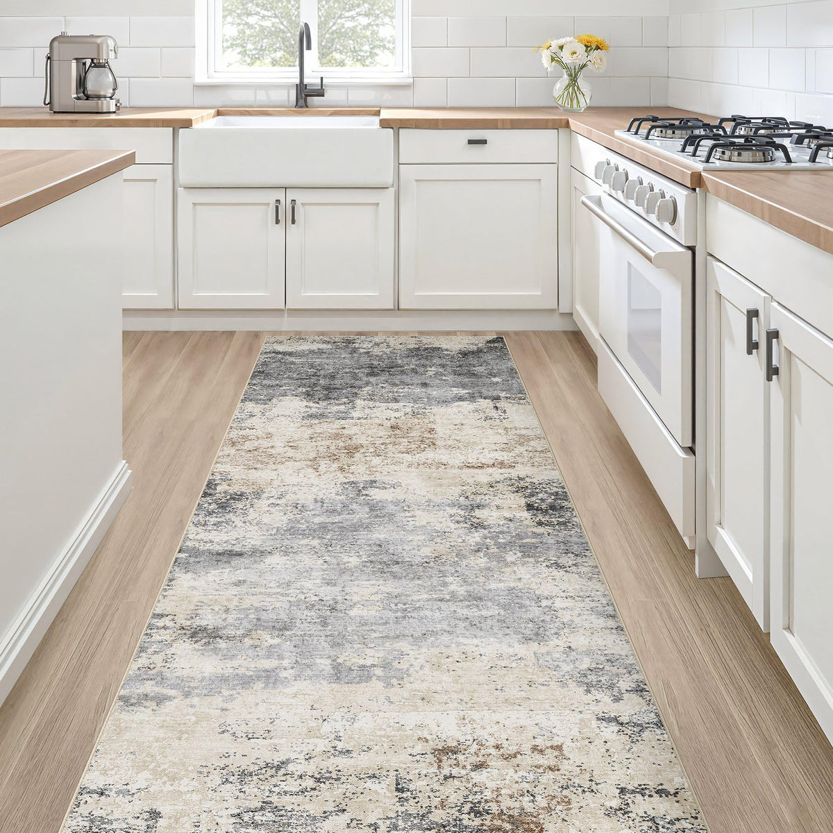 LOONGRUG 6x9 Area Rugs Washable Neutral Modern Abstract Living Room Rug