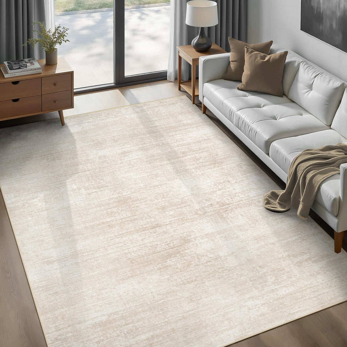 pmtsns Area Rugs 8x10 for Living Room: Washable Rug Modern Abstract Neutral Soft Non-Slip Low-Pile Indoor Large Carpet for Bedroom Dining Room Playroom Home Office (Blue Grey Brown, 8'x10')