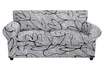 SearchI Stretch Sofa Cover Printed Couch Cover, Floral Pattern 4 Pieces Sofa Slipcover with 3 Separate Cushion Cover, Washable Furniture Protector for Living Room(Sofa, Yellow+Flower)