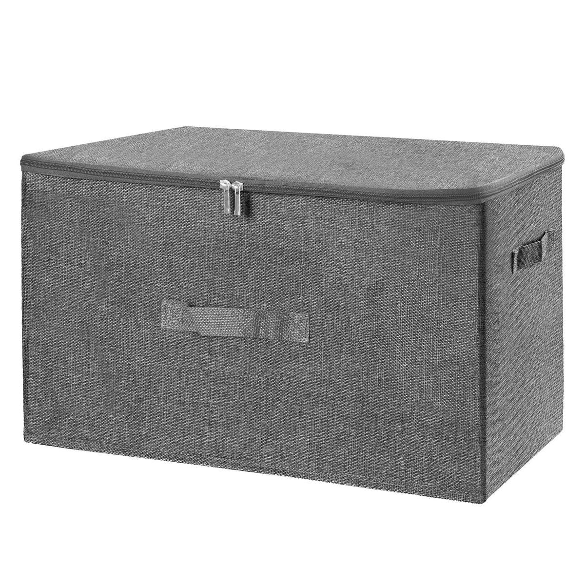 ANMINY Fabric Storage Bins with Zipper Lids, 15"x10"x6", Gray, 1 PCS