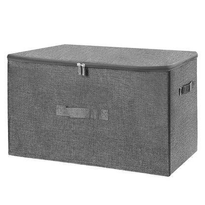 ANMINY Fabric Storage Bins with Zipper Lids, 15"x10"x6", Gray, 1 PCS