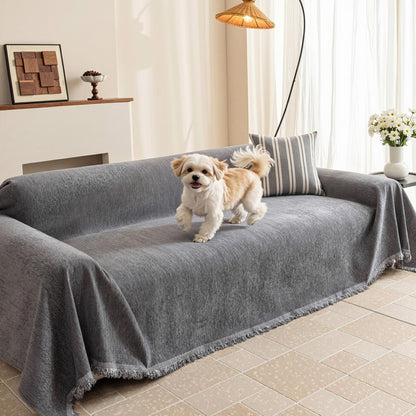 MEETSKY Couch Covers for Dogs, Washable Couch Covers, Pet Sofa Covers for 3 Cushion Couch, Chenille Thick Sectional Couch Cover Blanket Modern Furniture Protector Covers, 91" x 134", Dark Grey
