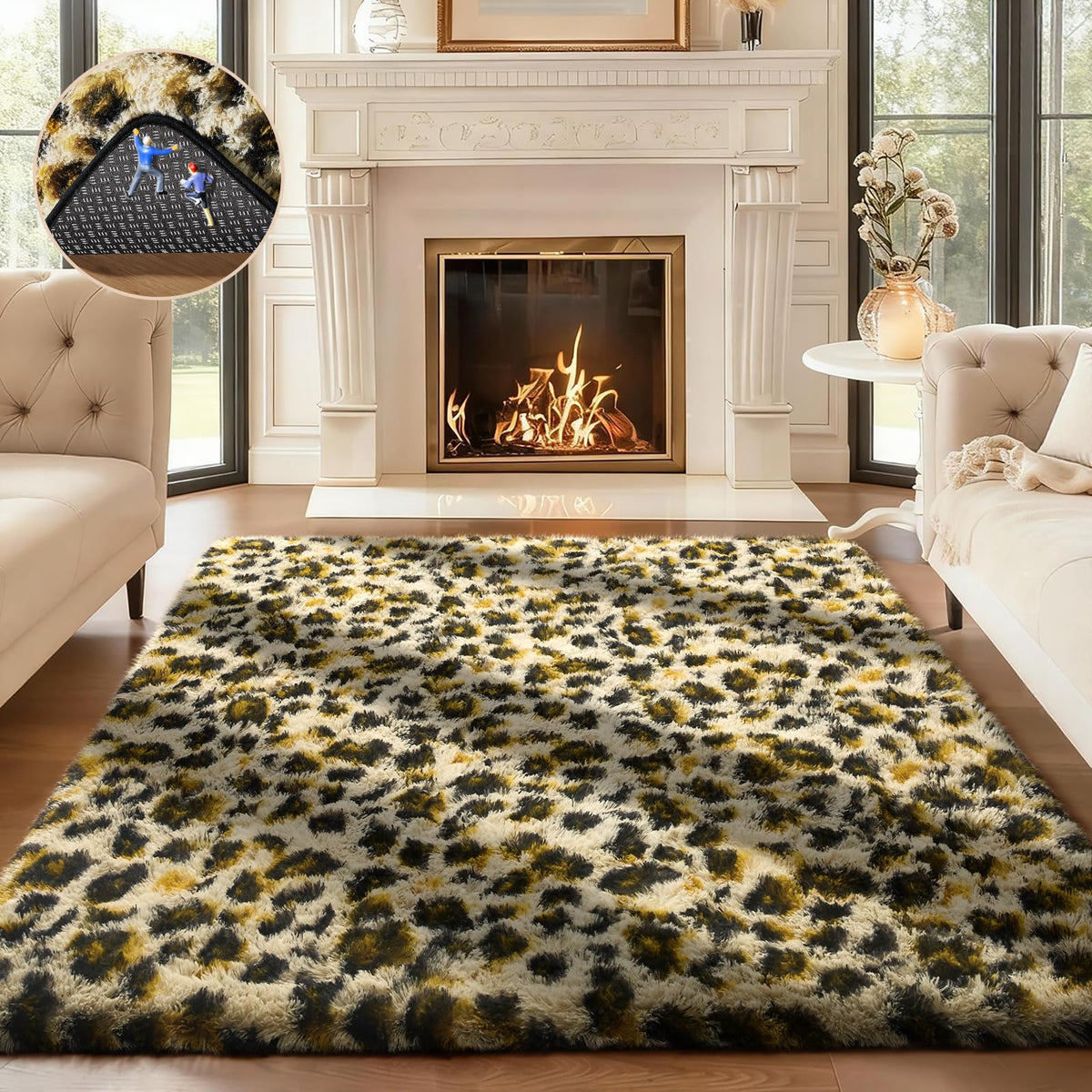 Ophanie Area Rugs 9x12 Living Room, Large Grey Bedroom Carpet, Big Shag Indoor Thick Soft Nursery Rug, Gray Fluffy Carpets for Boy and Girls Room Dorm Home Decor Aesthetic