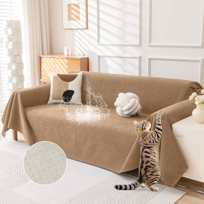Deep Dream Cat-Scratch Resistant Couch Cover, Waterproof Sofa Cover for 3 Cushion Couch Washable, Pet Friendly Couch Protectors Anti Slip Thickened Love Seat Slipcovers for Pets, 71" x 118", Dark Grey