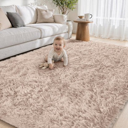 Tosuoka 8x10 Area Rugs for Living Room Bedroom, Black Rug Soft Fluffy Shag