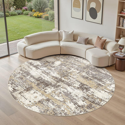 8x10 Area Rugs Living Room Abstract Washable Rug, Gold Brown