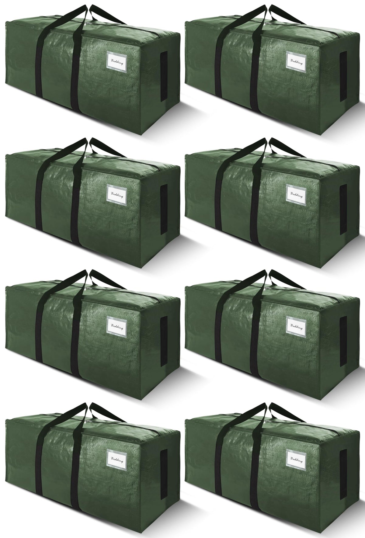 SWEET DOLPHIN 8 Pack 200LB Heavy-Duty Moving Bags with Wrap-Around Handles, Extra Large Storage Totes for Space Saving, Clothes Storage Bags, College Dorm Essentials, Blue, 24 Gal