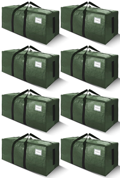 SWEET DOLPHIN 8 Pack 200LB Heavy-Duty Moving Bags with Wrap-Around Handles, Extra Large Storage Totes for Space Saving, Clothes Storage Bags, College Dorm Essentials, Blue, 24 Gal