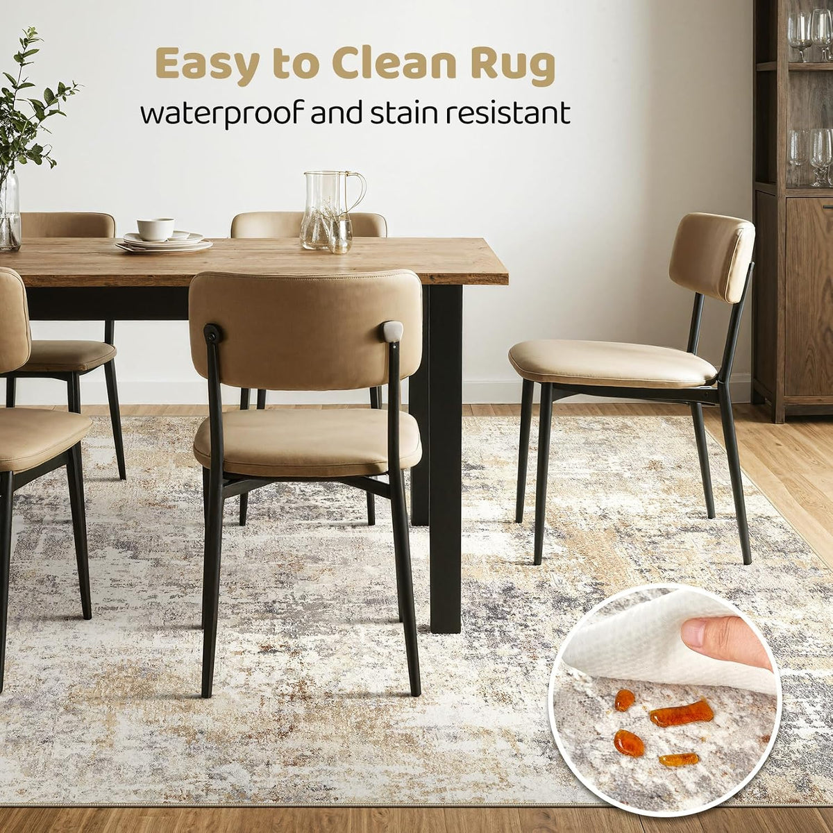 LOONGRUG 6x9 Area Rugs Washable Neutral Modern Abstract Living Room Rug
