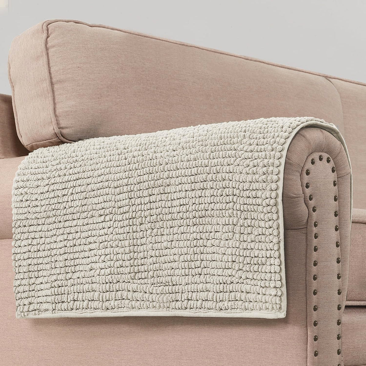 H.VERSAILTEX Plush Chenille Dog Bed Cover Thick Soft Sofa Cover for 3 Cushion Couch Anti Slip Couch Cover Furniture Protector for Dog, Pet, Cat (35" x 82", Ivory)