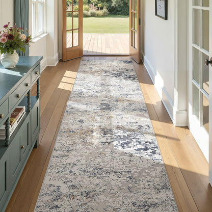 DMOYEST Area Rug Living Room Rugs 9x12 Washable Abstract Grey Carpet