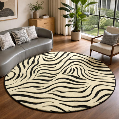 YIHOUSE 5×7 Ft Area Rugs for Living Room: Modern Washable Rug - Abstract Black and Cream White Rug for Bedroom Dining Room Office Playroom Nursery Home Decor - Nonslip Non-Shedding Striped Rugs