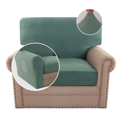 H.VERSAILTEX Multi-Pieces Sofa Covers Stretch Couch Covers Form Fitted Seats and Back Cushions Covers (3 Seat Covers Plus 3 Back Cusion Covers, Bonus 2 Armrest Covers), Sand