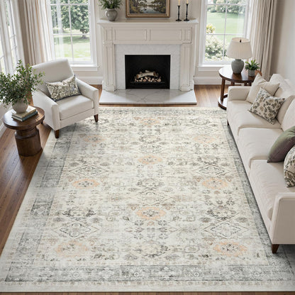 DCX 8x10 Area Rug Living Room: Washable Botanical Carpet Blue and Green