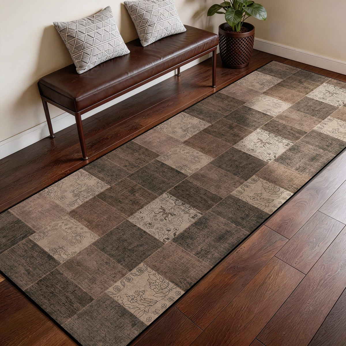 LIANLAM 8x10 Washable Area Rugs for Living Room & Bedroom(8x10,Black&Gray)