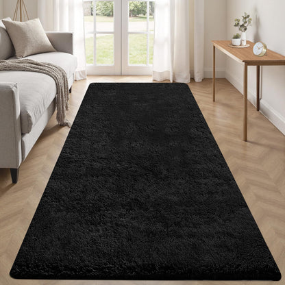 8x10 Area Rugs for Living Room: Fluffy Shag Soft Washable Rug Large Fuzzy Plush Indoor Carpet for Bedroom Nursery Playroom Kids Girls Boys Room (Black, 8'x10')